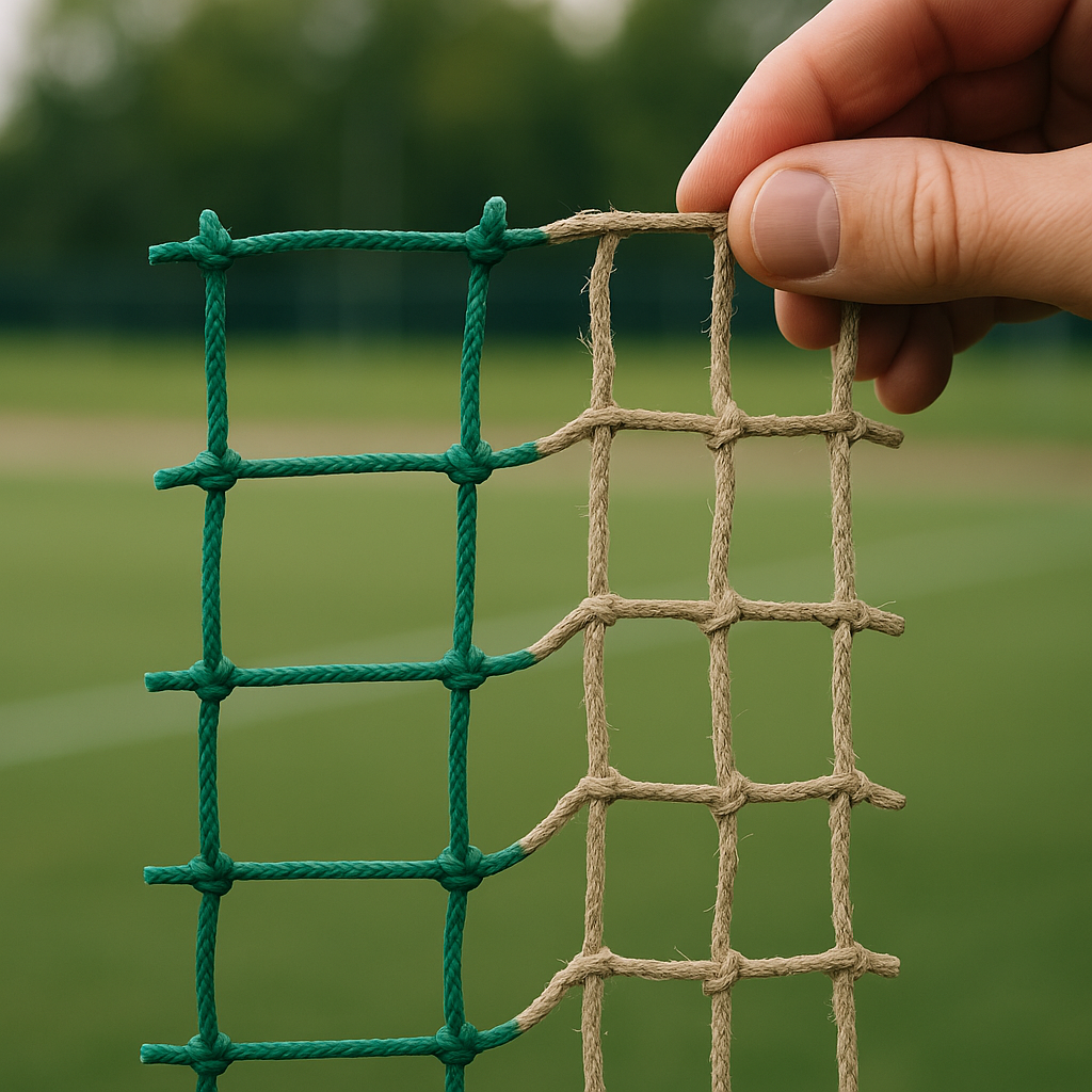 UV Stabilizers in Sports Netting: A Comprehensive Guide to Longevity 2 Comparison of new and UV-degraded sports netting showing the effects of UV stabilizers in natural light.