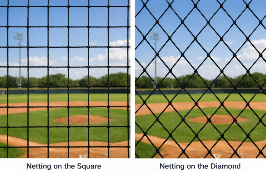 Netting on the square or on the diamond.